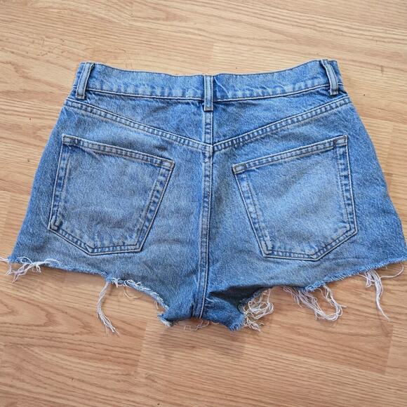 Reformation Womens Dixie High-Rise Denim Shorts 25 Distressed Raw Hem Button Fly - Picture 10 of 12